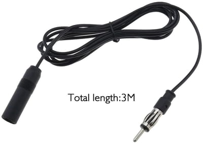 Allecto - Auto Stereo Antenne Verlengkabel - 3 meter - Hoogwaardige Coaxkabel - Zwart - Plug Connector - Geschikt voor Auto Audio Systemen