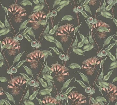 BLADEREN EN BLOEMEN BEHANG | Floraal - Zwart Groen Rood - Living Walls Drawn Into Nature