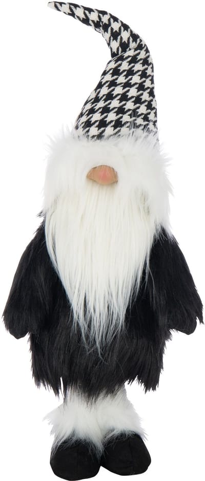 J-Line figuur Kerstman Pied-De-Poule - polyresin - wit/zwart