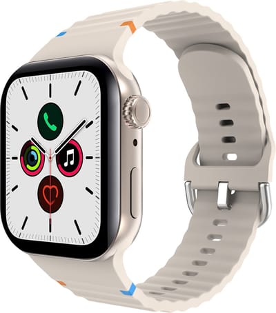 Cazy horlogebandje geschikt voor Apple Watch Bandje (ActiveFlex) - Smartwatchbandjes - Universeel bandje geschikt voor Apple 38/40/41/42 mm - Ivory