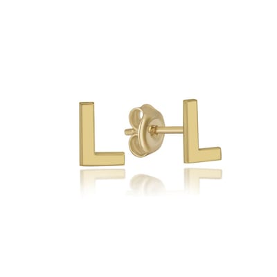 Letter L Gold Plated Initial Oorknoppen Zilveren (zilvergehalte 925 Sterling) (goudkleurig)