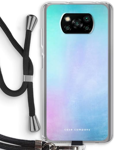 Case Company® - Hoesje met koord geschikt voor Poco X3 Pro hoesje met Koord - Mist pastel - Telefoonhoesje met Zwart Koord - Bescherming aan alle Kanten en Over de Schermrand
