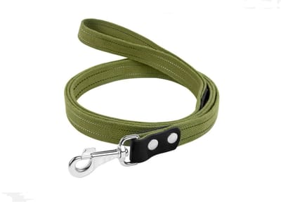 WAUDOG Canvas Hondenlijn / Hondenriem - Katoen - Waterafstotende coating - Legergroen - Reflecterend - Breedte: 2,5 cm - Lengte: 500 cm - Geschikt voor grote honden