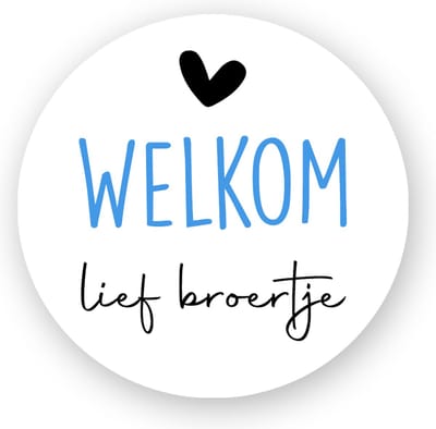 25x Sluitsticker Welkom lief Broertje - Blauw - 40 mm - Geboorte Sticker - Sluitzegel - Sticker Geboortekaart Jongen - Baby nieuws - Trakteren Broer Zus Basisschool Kinderdagverblijf - Sluitzegel - Wensetiket - Traktatiestickers Pimp Studio