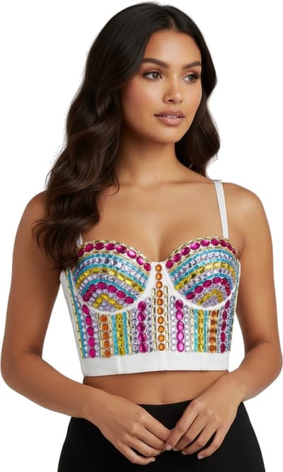 Sexy elegante top - Korset - Festival - Feest - Mode - Glitter - Ketting