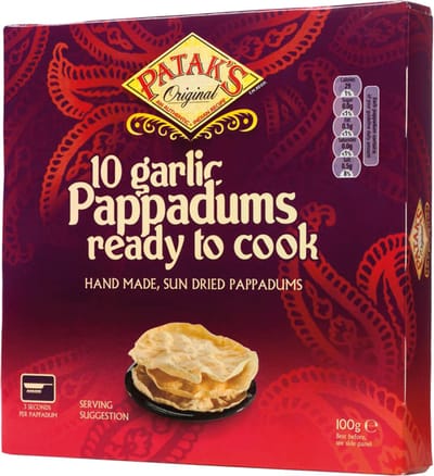 Patak's Knoflook Pappadums 100 g (10 stuks)