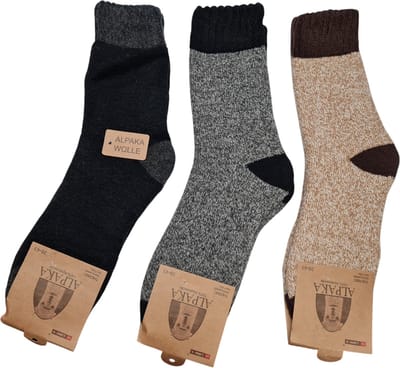 Alpaca Wollen Sokken- Huissokken - Wintersokken - Thermosokken - 3Pack – Zwart LGrijs Bruin - 39-43