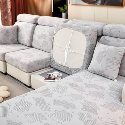 Nieuwe Jacquard Bank Zitkussenhoes Voor Meubelbeschermer Bankhoezen Huisdieren Kinderen Wasbaar Stoelkussenhoezen Hoes Verwijderbaar Back Cushion Cover lichtgrijze kleur
