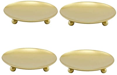 Dailygoods- Pijler Kandelaars 10 cm - 4 Stuks - IJzeren Kaarsplaten - Kaarsen Dienbladen - Decoratie voor Bruiloft/Feest - Anticorrosie en Duurzaam - Kaarsenstandaard