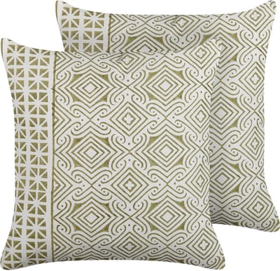 LARICS - Sierkussen set van 2 - Lichtgroen - 45 x 45 cm - Katoen