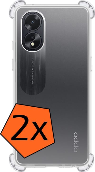 Hoes - 2 Stuks - Geschikt voor OPPO A18 - Sterk & Shockproof - Siliconen Case - Back Cover - Telefoon Hoesje Shock Proof - Transparant