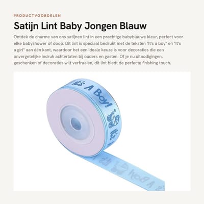 Dailygoods- Satijn Lint Blauw - Cadeaulint - Verpakkingstouw - Baby Jongens Meisje - Verjaardagsfeestdecoratie - Polyester 10 Yards