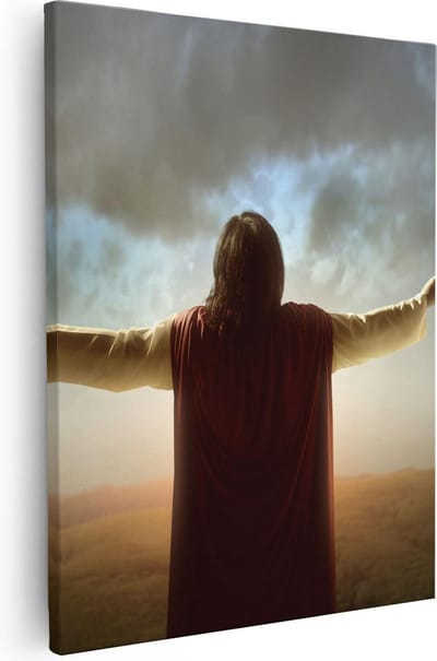 Artaza Canvas Schilderij Jezus Christelijk - 40x50 cm - Wanddecoratie Zon - Muurdecoratie Natuur - Kamer Accessoires Spiritueel