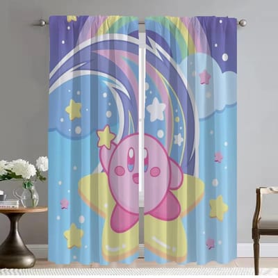 Kirby's Gordijnen voor Slaapkamer Moderne Woonkamer Gordijnen 2 Stuks Shades Scheidingswand Halloween Decoratie Raamgordijn Keuken W50xH70cmx2pcs-CL gray