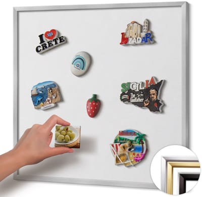 Wallfluent - Wit Magneetbord in Effen Kleuren - 50 cm x 50 cm - Magneetbord met Zilveren Frame - Kleur wit - Magnetisch Bord Rechthoekig - Magneetbord met Effen Frame - Magnetisch Bord voor aan de Wand