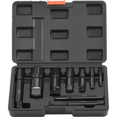 VEVOR Pijptrekkerset (9-delig) Pijptrekkers van chroom-molybdeenstaal, met opbergkoffer, voor het verwijderen van beschadigde schroefdraadbuizen en -fittingen van 3,2 tot 25,4 mm, voor loodgieters en monteurs.