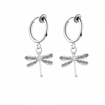 Klem oorbellen libelle-zilverkleur- geen gaatje- Charme Bijoux