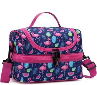 Geïsoleerde Bento-dozen Lunchtas voor Kinderen - Kleine Capaciteit Koeltas Isotherme Herbruikbaar - Flamingo Design - Lunchtrommels voor Jongens en Meisjes