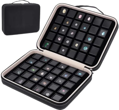 Dailygoods- Edelstenen Displaydoos 60 Vakjes - Diamanten Opbergdoos - Sieradenorganizer - PU-Leer - Plastic - Sponsbescherming - Sieradenopbergdoos