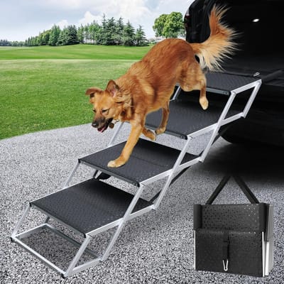 Vouwbare Hondenladder voor Auto, Antislip Hondentrap voor Grote Honden, Draagbare Hondenstappen voor SUV en Trucks, Ondersteunt tot 113kg