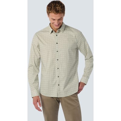 No Excess Shirt Stretch Allover Printed Cloud Maat: S | Casual Overhemden Outlet | Heren | Beige