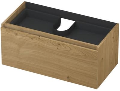 INK - Onderkast 1L met Binnenlade Greeploos Houten Keerlijst Fineer - 900x450x400 Mm - Natur Fineer