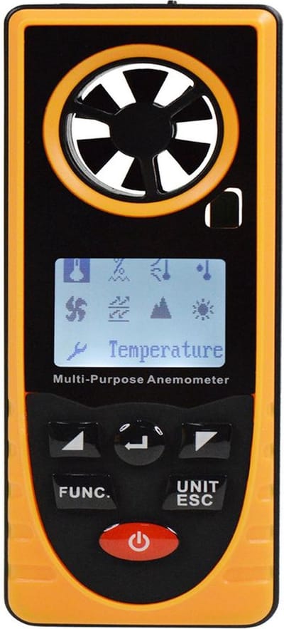 Benetec GM8910 Windmeter - 8 in 1 Milieu meter - Hoogte - Lichtsterkte - Luchtdruk - Dauwpunt - Windsnelheid - Temperatuur - Rel. Vochtigheid