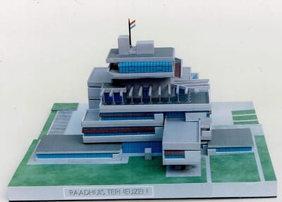 modelbouw, bouwplaat stadhuis Terneuzen, schaal 1/200