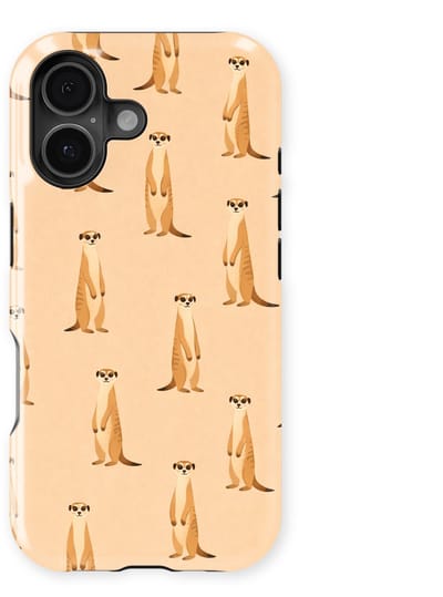 Safari Tough Case geschikt voor iPhone 16 | Premium hoesje met Safari Dieren Design | Geschikt voor Mag | Dieren Print Backcover geschikt voor iPhone 16 Stokstaartje