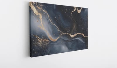 Saammp Canvas Schilderij - Marmer met goud - Abstract - 30x20 - Foto op canvas - Wanddecoratie - Muurdecoratie Woonkamer - Slaapkamer decoratie - Canvas Print