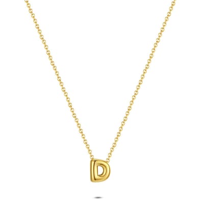 Twice As Nice Halsketting in goudkleurig edelstaal, letter D Goudkleurig 40cm+5cm