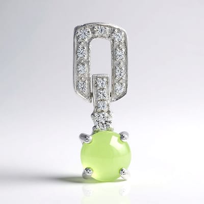 Cavill - Zilveren Hanger 925 Sterling - Chrysopraas 0.84 ct & Witte Topaas 1.02 ct - Ronde Cabochon 7 mm - Luxe Handgemaakt