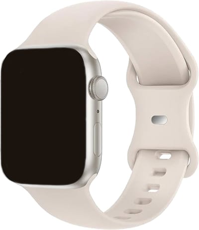Strap-it Classic Siliconen band - Geschikt voor Apple Watch bandje - Series 1/2/3/4/5/6/7/8/9/10/11/SE/SE2/SE3 - Sterrenlicht / Starlight - Bandje siliconen sport loop - iWatch sportbandje voor maat: 38 / 40 / 41 / 42mm