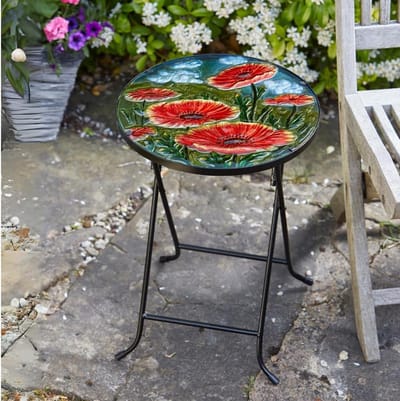 Ronde Salontafel voor Buitentuindecoraties - Opvouwbare Bistrotafel met Glazen Blad