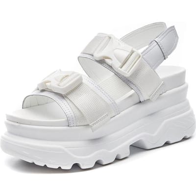 Sandales d'été pour femmes avec boucle et plateforme en noir et blanc, chaussures de plage confortables pour femmes, 35-43 39 blanc