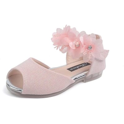 Meisjes Strass Bloem Schoenen Lage Hak Bloem Bruiloft Jurk Pomp Schoenen Prinses Schoenen Voor Kinderen Peuter 22 roze
