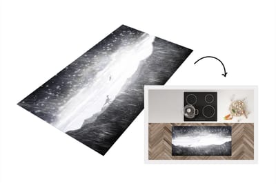 Keukenloper - Loper keuken - Dinosaurus - Zwart - Wit - Regen - 120x60 cm - Keukenloper vinyl