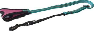 HURTTA Jogging Hondenlijn / Hondenriem - Nylon - Neopreen greep - Turquoise / Fuchsia - Reflecterend - Breedte 20 mm - Lengte 60 - 90 cm (verstelbaar)