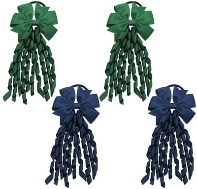 Dailygoods- Scrunchie Set - 4 Stuks - Bosgroen/Marineblauw - Spiraalvormige Haaraccessoires - Duurzaam Materiaal - 8,5 cm x 17 cm - Haarband