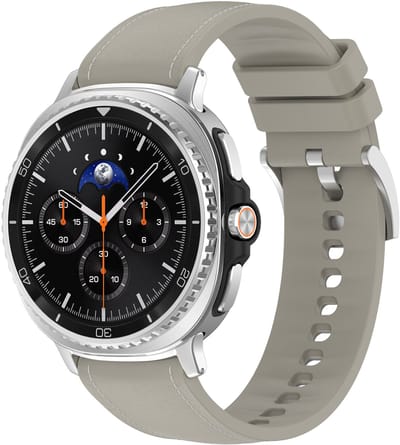 Stravo Hybride siliconen-lederen horlogebandje – Geschikt voor Samsung Galaxy Watch 9 (40/44mm) / Watch 8 (40/44mm) / 8 Classic (46mm) – Siliconen bandje met leren afwerking – Leer – Grijs