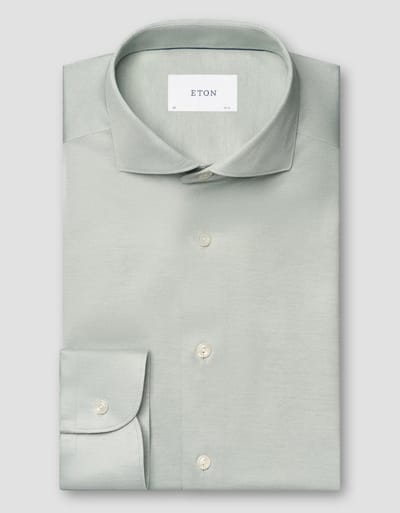 Eton - Overhemd Lichtgroen Eton Filo De Scozia Oxford Shirt Lange Mouw Overhemd Lichtgroen 100013016