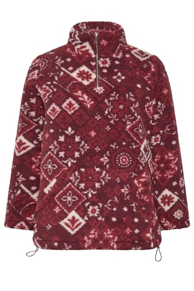 Yours Rode Fleece Met Tegelprint En Kwartrits Size 42