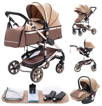 3-in-1 Kinderwagen voor Baby's - Lichtgewicht en Inklapbaar met Dubbel Schokabsorptiesysteem