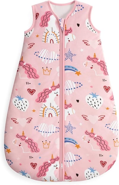 Mouwloze Sandwich-katoenen slaapzak 2.5 voor kinderen in roze eenhoorn ontwerp - Comfortabel en ademend
