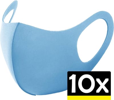 Mondkapje Wasbaar Mondmasker Blauw Mondkapjes Niet-medisch - 10 stuks