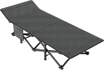 Veldbed Strikken - Vouwbed - Buiten Ontspannen - Extra Stabiel Frame - 190x71 cm - Zwart