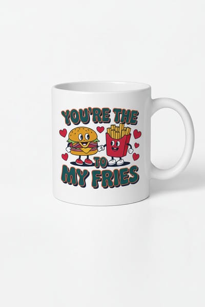 Mok "You're The To My Fries" | Liefdevolle Hamburger & Frietjes Beker | Romantisch Foodie Cadeau