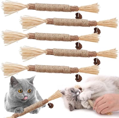 Cat Sticks voor Schoonmaken van Tanden - Chew Sticks Set - Kattenkruid Speelgoed - Katten Sticks voor Tandverzorging en Bijten (5 Stukken)