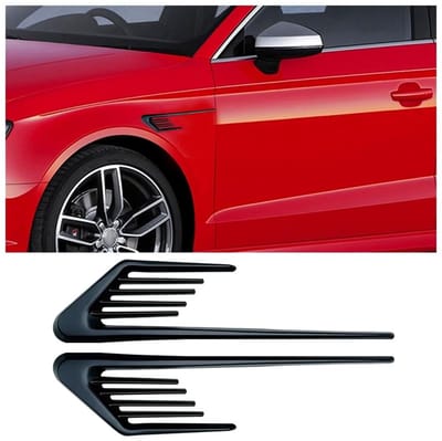 Dailygoody - Autoluchtinlaten - Decoratief ventilatierooster - Zwart - Luchtinlaat rooster - Ventilatie voor auto - Geschikt voor motorkap en spatbord