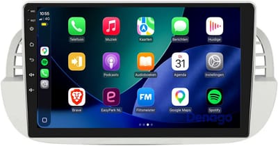 CarPlay autoradio geschikt voor Fiat 500 | 2007 t/m 2015 | Android 13 | Draadloos Apple CarPlay & Android Auto | 2GB + 32GB | Denago DNG-A408 | 2025 model | 2007 2008 2009 2010 2011 2012 2013 2014 2015 | Bluetooth & Wifi